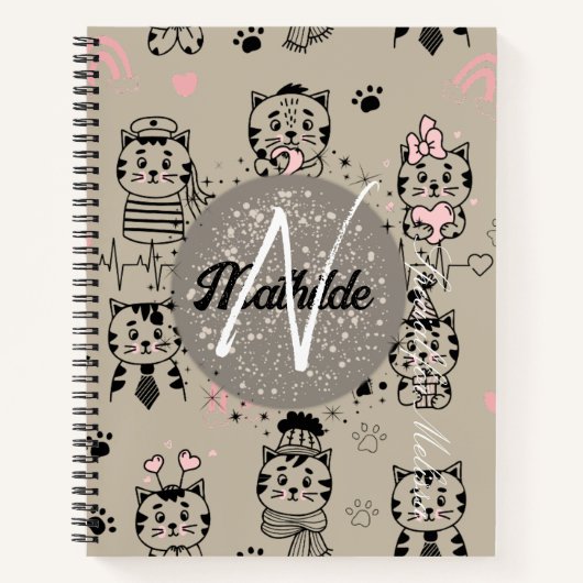 Personalisierter Monogramm Name Einzigartige moder Notizblock (Vorderseite)