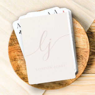 Personalisierter Monogramm Name Elfenbeinrosa Girl Spielkarten