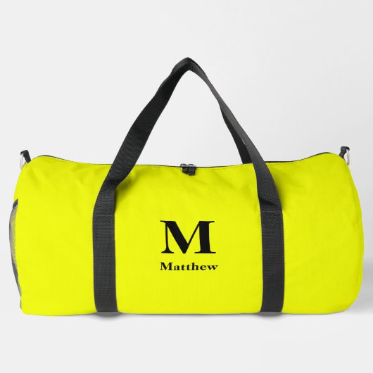 Personalisierter Monogramm Name Gelb Duffle Bag (Rückseite)