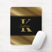 personalisierter Monogramm-Name goldschwarz Mousepad (Mit Mouse)
