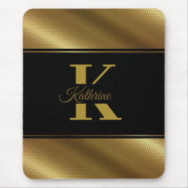 personalisierter Monogramm-Name goldschwarz Mousepad