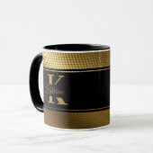 personalisierter Monogramm-Name goldschwarz Tasse (Vorderseite Links)