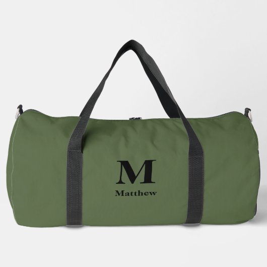 Personalisierter Monogramm-Name Grün Duffle Bag (Vorderseite)