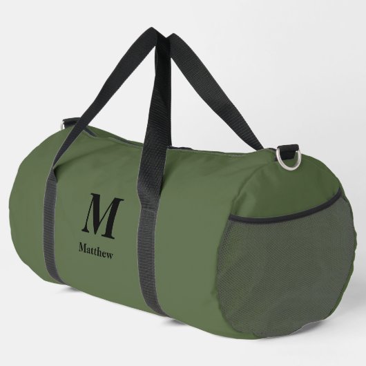 Personalisierter Monogramm-Name Grün Duffle Bag (Rechte Ecke)