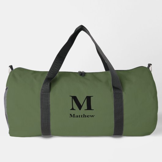Personalisierter Monogramm-Name Grün Duffle Bag (Rückseite)