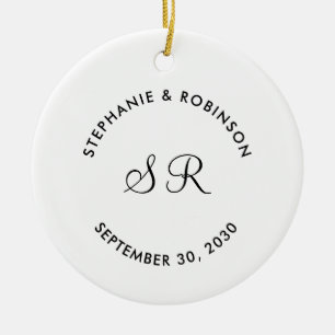 Personalisierter Monogramm-Name Hochzeit   Keramik Ornament