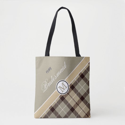 Personalisierter Monogramm Name Niedlich Tartan Br Tasche (Vorderseite)