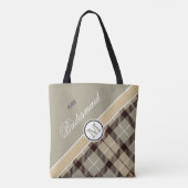 Personalisierter Monogramm Name Niedlich Tartan Br Tasche (Rückseite)