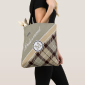 Personalisierter Monogramm Name Niedlich Tartan Br Tasche (Von Nahem)