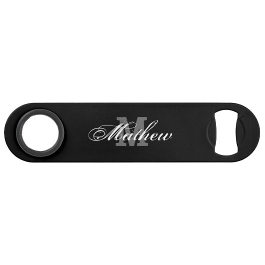 Personalisierter Monogramm Name Pro Speed Flaschen Flaschenöffner (Vorderseite (Horizontal))