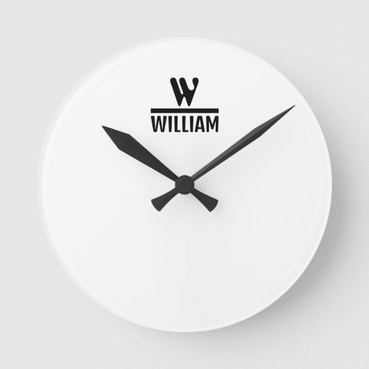 Personalisierter Monogramm-Name Runde Wanduhr (Vorderseite)