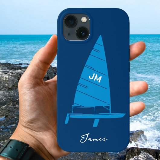 Personalisierter Monogramm Name Sailboat Racing Bl Case-Mate iPhone Hülle