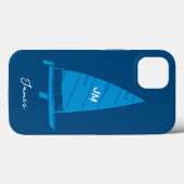 Personalisierter Monogramm Name Sailboat Racing Bl Case-Mate iPhone Hülle (Rückseite (Horizontal))