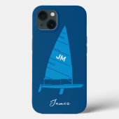 Personalisierter Monogramm Name Sailboat Racing Bl Case-Mate iPhone Hülle (Rückseite)