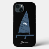 Personalisierter Monogramm Name Sailboat Racing Gr Case-Mate iPhone Hülle (Rückseite)