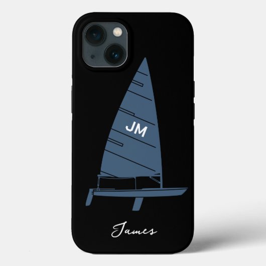 Personalisierter Monogramm Name Sailboat Racing Gr Case-Mate iPhone Hülle (Rückseite)