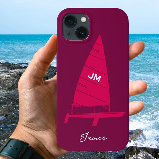 Personalisierter Monogramm Name Sailboat Racing Pi Case-Mate iPhone Hülle