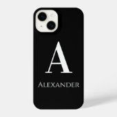Personalisierter Monogramm Name Schwarz/Weiß Moder iPhone Hülle (Rückseite)