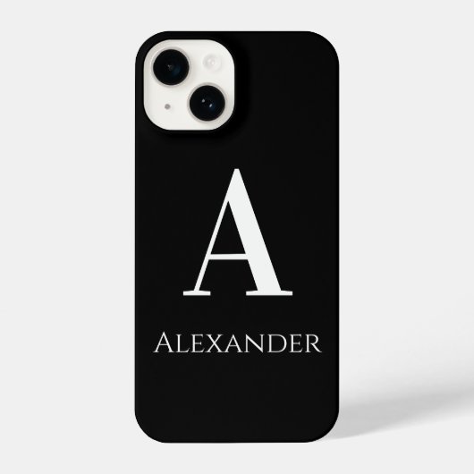 Personalisierter Monogramm Name Schwarz/Weiß Moder iPhone Hülle (Rückseite)