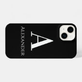 Personalisierter Monogramm Name Schwarz/Weiß Moder iPhone Hülle (Rückseite (Horizontal))