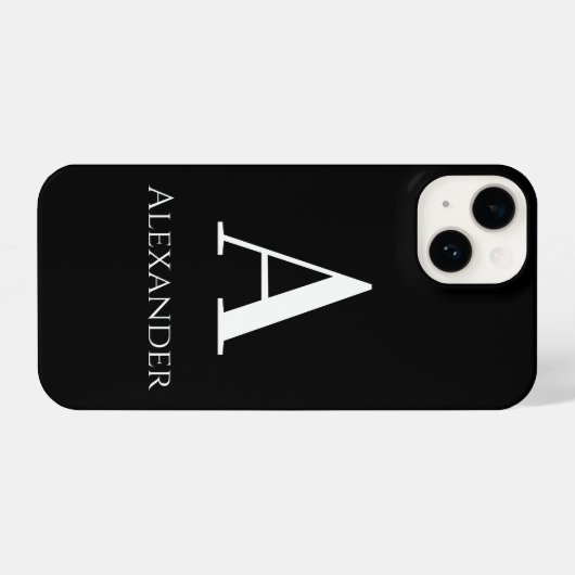 Personalisierter Monogramm Name Schwarz/Weiß Moder iPhone Hülle (Rückseite (Horizontal))
