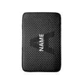 Personalisierter Monogramm Name Schwarz-Weiß-Textu Badematte (Vorderseite Vertikal)