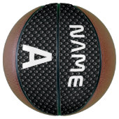 Personalisierter Monogramm Name Schwarz-Weiß-Textu Basketball (Vertikal)