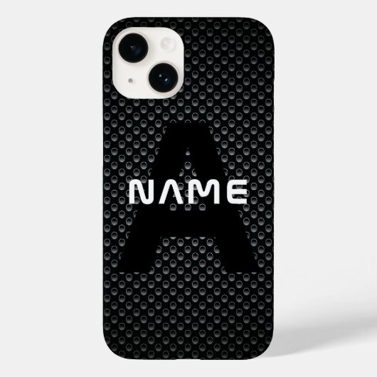 Personalisierter Monogramm Name Schwarz-Weiß-Textu Case-Mate iPhone Hülle (Rückseite)