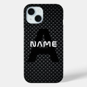 Personalisierter Monogramm Name Schwarz-Weiß-Textu Case-Mate iPhone Hülle (Rückseite)