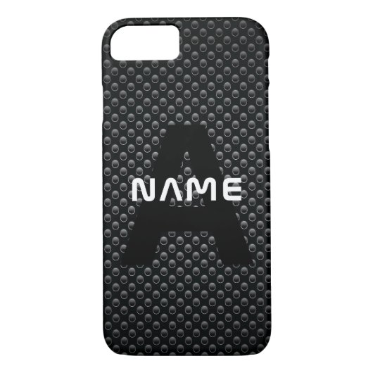 Personalisierter Monogramm Name Schwarz-Weiß-Textu Case-Mate iPhone Hülle (Rückseite)