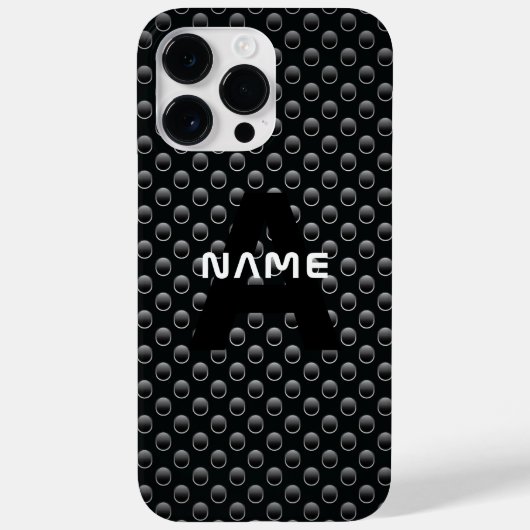 Personalisierter Monogramm Name Schwarz-Weiß-Textu Case-Mate iPhone Hülle (Rückseite)