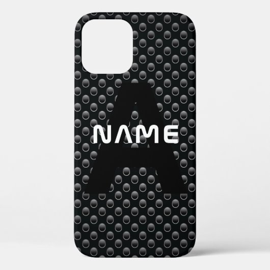 Personalisierter Monogramm Name Schwarz-Weiß-Textu Case-Mate iPhone Hülle (Rückseite)
