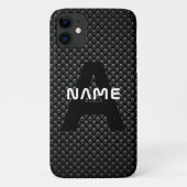 Personalisierter Monogramm Name Schwarz-Weiß-Textu Case-Mate iPhone Hülle (Rückseite)