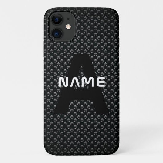Personalisierter Monogramm Name Schwarz-Weiß-Textu Case-Mate iPhone Hülle (Rückseite)