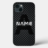Personalisierter Monogramm Name Schwarz-Weiß-Textu Case-Mate iPhone Hülle (Rückseite)