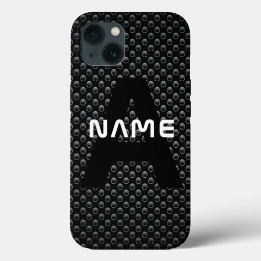 Personalisierter Monogramm Name Schwarz-Weiß-Textu Case-Mate iPhone Hülle (Rückseite)