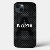 Personalisierter Monogramm Name Schwarz-Weiß-Textu Case-Mate iPhone Hülle (Rückseite)