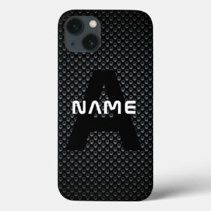 Personalisierter Monogramm Name Schwarz-Weiß-Textu Case-Mate iPhone Hülle