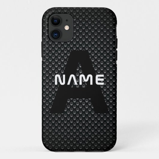 Personalisierter Monogramm Name Schwarz-Weiß-Textu Case-Mate iPhone Hülle (Rückseite)