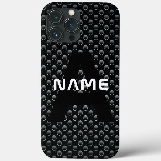 Personalisierter Monogramm Name Schwarz-Weiß-Textu Case-Mate iPhone Hülle (Rückseite)