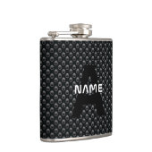 Personalisierter Monogramm Name Schwarz-Weiß-Textu Flachmann (Rechts)