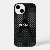 Personalisierter Monogramm Name Schwarz-Weiß-Textu iPhone Hülle (Rückseite)