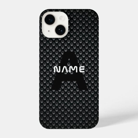 Personalisierter Monogramm Name Schwarz-Weiß-Textu iPhone Hülle (Rückseite)