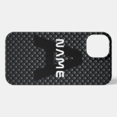 Personalisierter Monogramm Name Schwarz-Weiß-Textu iPhone Hülle (Rückseite (Horizontal))
