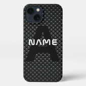 Personalisierter Monogramm Name Schwarz-Weiß-Textu iPhone Hülle (Rückseite)
