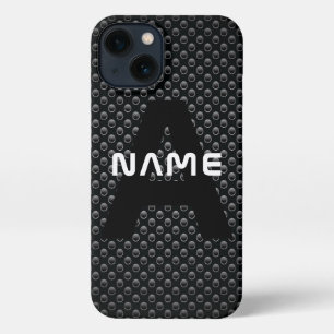 Personalisierter Monogramm Name Schwarz-Weiß-Textu iPhone 13 Hülle