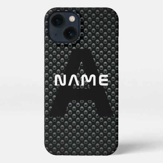 Personalisierter Monogramm Name Schwarz-Weiß-Textu iPhone Hülle (Rückseite)