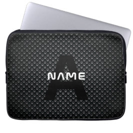 Personalisierter Monogramm Name Schwarz-Weiß-Textu Laptopschutzhülle