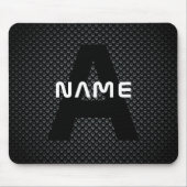 Personalisierter Monogramm Name Schwarz-Weiß-Textu Mousepad (Vorne)