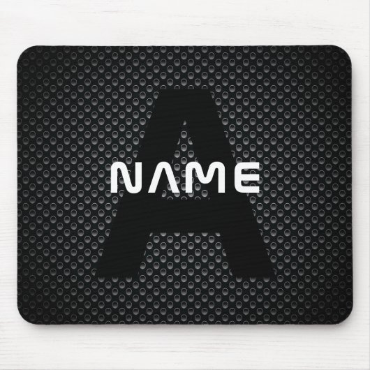 Personalisierter Monogramm Name Schwarz-Weiß-Textu Mousepad (Vorne)